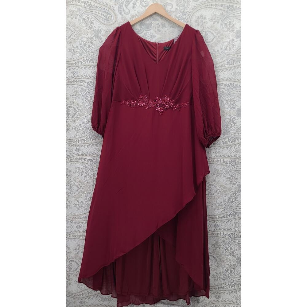 Ever Pretty Applique Chiffon formal Burgundy Dress Size 18 wedding MOTB Party - Picture 3 of 15